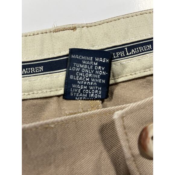 Polo Ralph Lauren Andrew Pants 38x30 Mens Khaki Tan Pleated Chino Dress Pants - Picture 5 of 9